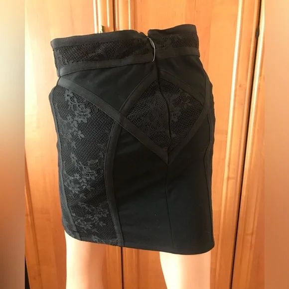 Free People new black lace mini skirt in size